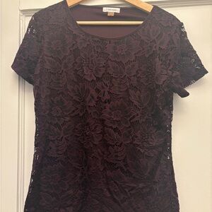 Calvin Klein Black Lace Short Sleeve Blouse